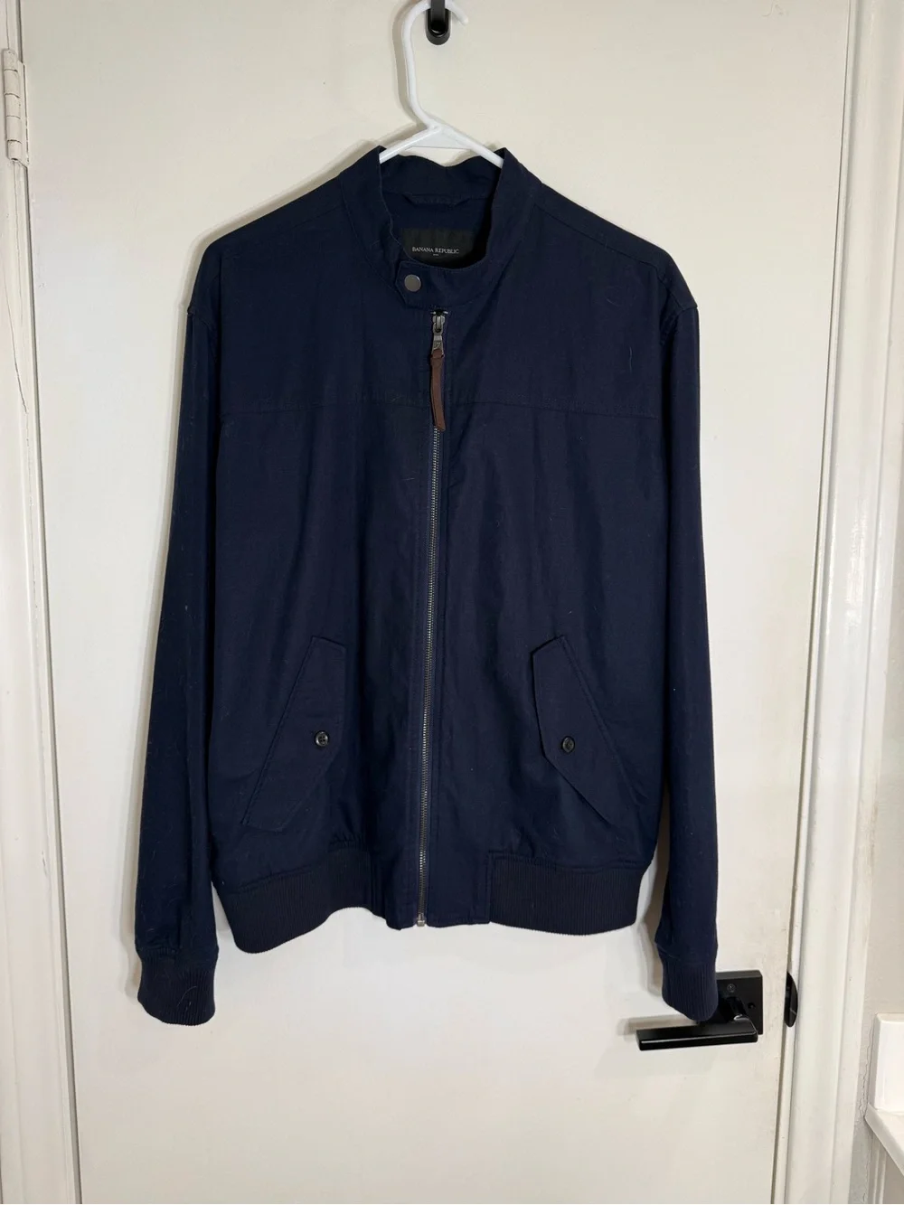 Banana Republic Linen Navy Blue Bomber Jacket